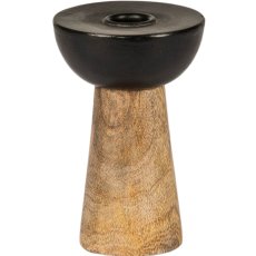 Holz/Metall Kerzenhalter, 8x8x13cm, natur