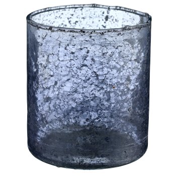 Glass lantern cylinder, organic, 9x8x8cm, smoky