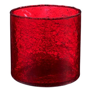 Glass lantern cylinder, organic, 10x10x10cm, red