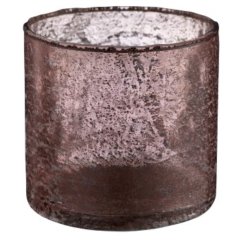 Glass lantern cylinder, organic, 10x10x10cm, mocha