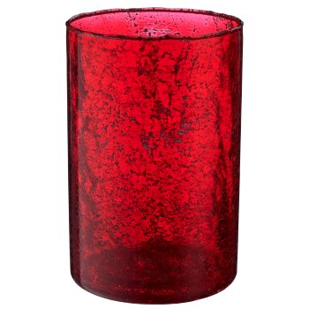 Glas Windlicht Zylinder, organisch, 15x10x10cm, rot