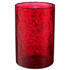 Glas Windlicht Zylinder, organisch, 15x10x10cm, rot