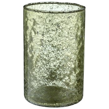 Glas Windlicht Zylinder, organisch, 15x10x10cm, dunkelgrün