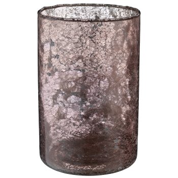 Glas Windlicht Zylinder, organisch, 15x10x10cm, mokka
