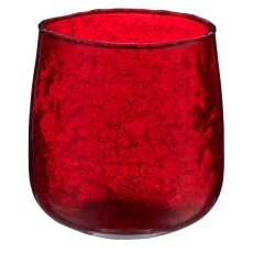 Glas Windlicht bauchig, organisch, 10x9x9cm, rot