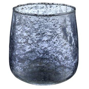 Glas Windlicht bauchig, organisch, 10x9x9cm, rauchgrau