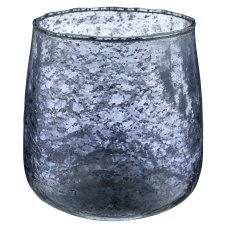 Glas Windlicht bauchig, organisch, 10x9x9cm, rauchgrau