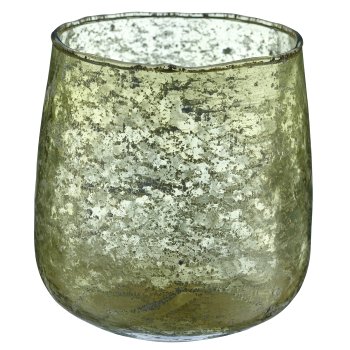 Glas Windlicht bauchig, organisch, 10x9x9cm, dunkelgrün