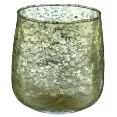 Glas Windlicht bauchig, organisch, 10x9x9cm, dunkelgrün