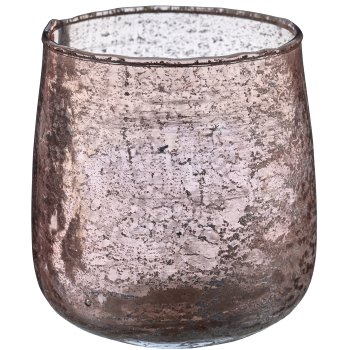 Glas Windlicht bauchig, organisch, 10x9x9cm, mokka