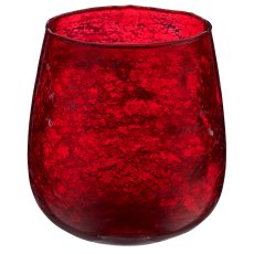Glas Windlicht bauchig, organisch, 12x12x12cm, rot