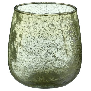 Glass lantern, bulbous, organic, 12x12x12cm, dark green