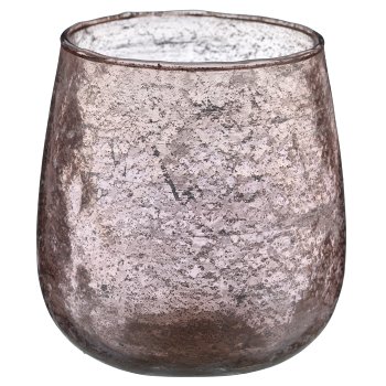 Glas Windlicht bauchig, organisch, 12x12x12cm, mokka