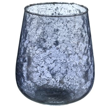 Glass lantern, bulbous, organic, 14x13x13cm, smoky