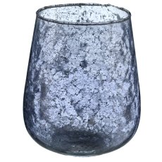 Glas Windlicht bauchig, organisch, 14x13x13cm, rauchgrau