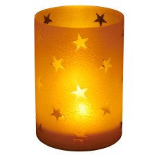Glas Windlicht Zylinder mit Sternmotiv, gefrostet, 10x10x10cm, weiß