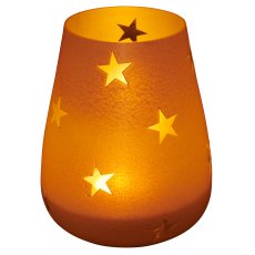 Glas Windlicht Zylinder mit Sternmotiv, gefrostet, 13x11x11cm, weiß