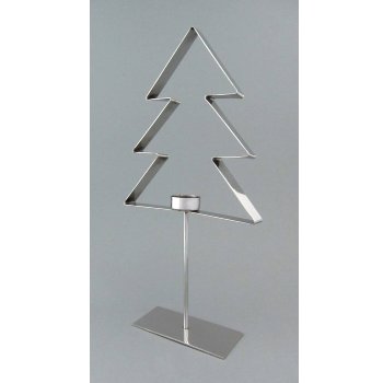 Stainless Steel Tree Tea Light On Foot, 21x7x45cm, Silver