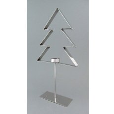 Edelstahl Baum Teelicht auf Fuss, 21x7x45cm, silber