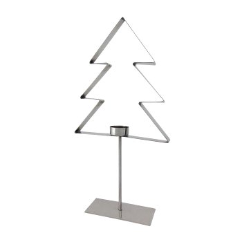 Edelstahl Baum Teelicht auf Fuss, 21x7x45cm, silber