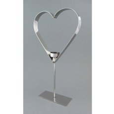 Edelstahl Herz Teelicht auf Fuss, 20x7x39cm, silber