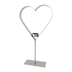 Stainless Steel Heart Tea Light On Foot, 20x7x39cm, Silver