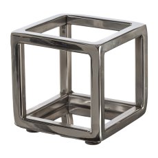 Stainless Steel Frame For Tealight Glass, 9,5x9,5x9,5 cm, Silver, 1/Piece