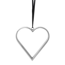 Aluminium Heart Hanger Open, 12,5x15x1cm, Silver