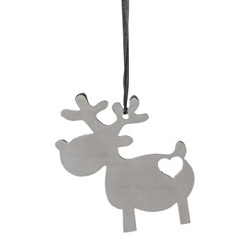 Stainless steel moose hanger MARIO, 10x10x0,5cm, silver