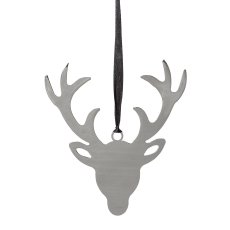 stainless steel stag head hanger,RUDI, 12x13x0,5cm, silver