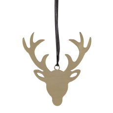 Stainless steel stag head hanger,RUDI, 14x16x0,5cm, champagne