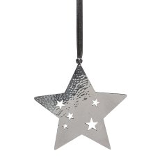 stainless steel star hanger SARAH, 10x10x0,5cm, silver