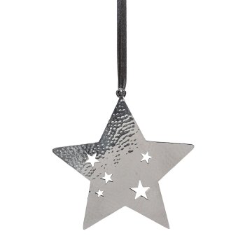 stainless steel star hanger SARAH, 15x15x0,5cm, silver