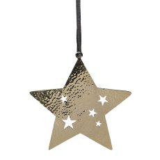 stainless steel star hanger SARAH, 20x20x0,5cm, champagne