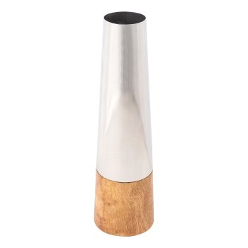 Edelstahl/Mango-Holz Vase, 9x9x30cm, silber