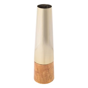 Edelstahl/Mango-Holz Vase, 9x9x30cm, champagner