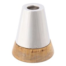 Stainless steel/mango wood candle holder, 9,5x9,5x11,5cm silver