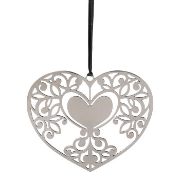 Stainless steel pendant heart LOVELY, 10x8x0,5cm, silver