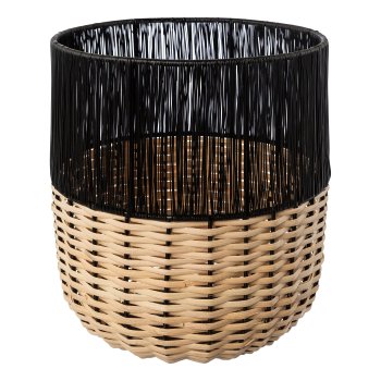 Stainless steel vessel with natural decoration, 26x26x25cm, black