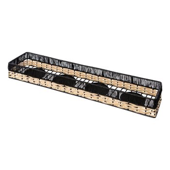 Edelstahl 4er Stumpen Kerzenhalter Tablett PANAMA, 60x13x7cm, schwarz