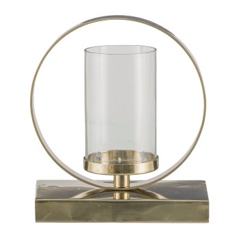 Stainless steel plate w.ring, 1 tealight glass 18xx11x23cm, champagne