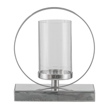 Stainless steel plate w.ring, 1 tealight glass 18xx11x23cm, stainless steel