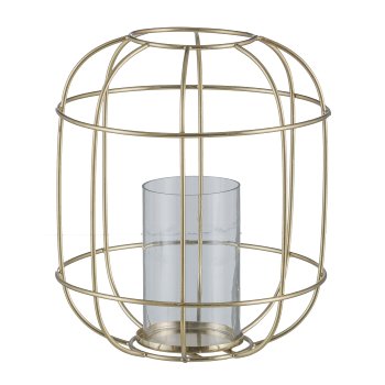 Edelstahl Laterne, m.Glas 22x22x26cm, Champagner