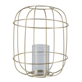Stainless steel lantern, w.glass 26x26x33cm, champagne