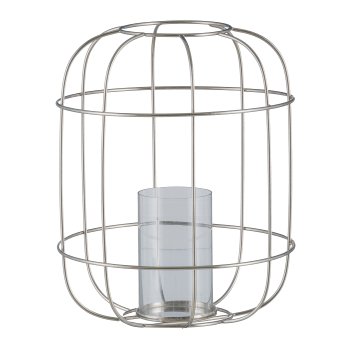 Stainless steel lantern, w.glass 26x26x33cm, stainless steel
