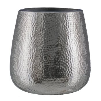 Stainless steel planter, hammered, DREAMS 40x40x39cm, silver