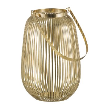 Stainless steel lantern, w.handle, ALPHA 22x22x34cm, gold