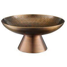 Aluminium bowl on base, hammered, 25x25x12cm, bronze