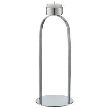Stainless steel tea light holder, 10x10x24cm, silver