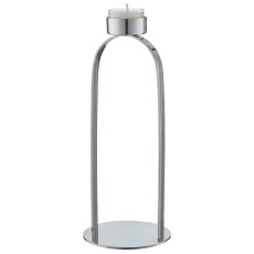 Stainless steel tea light holder, 10x10x24cm, silver